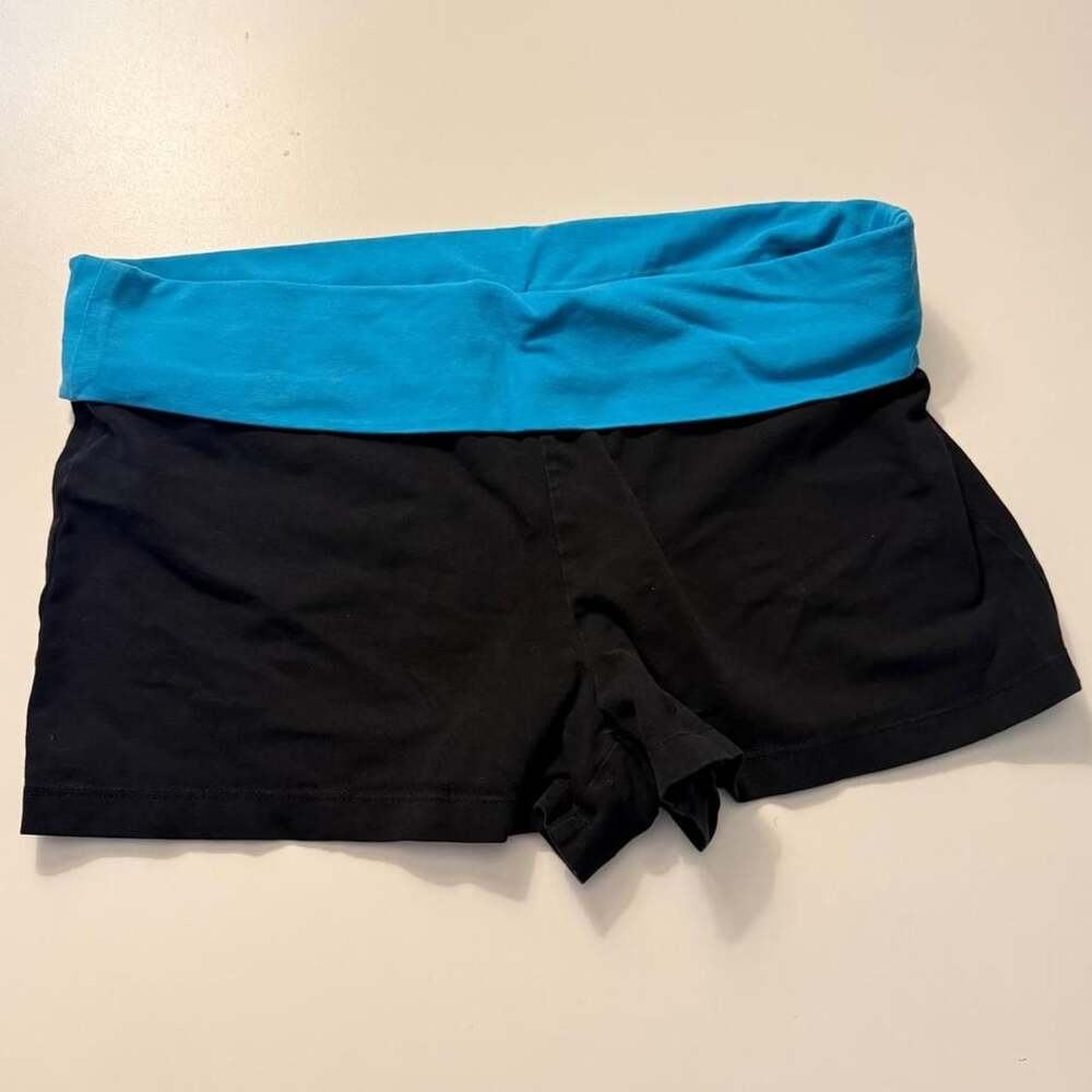 Vintage 2000s Y2K NOBO Teal Foldover Yoga Loungerwear Booty Shorts